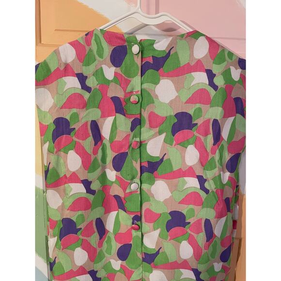 Vintage 60s Mod Abstract Shift Dress Buppa & B.P. Sleeveless Pockets Size M - Picture 6 of 9